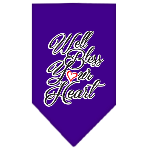 Well Bless Your Heart Screen Print Bandana Purple Large